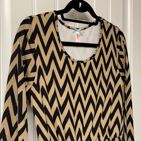 Khaki & Black Chevron A-Line Dress, M - Picture 5 of 5